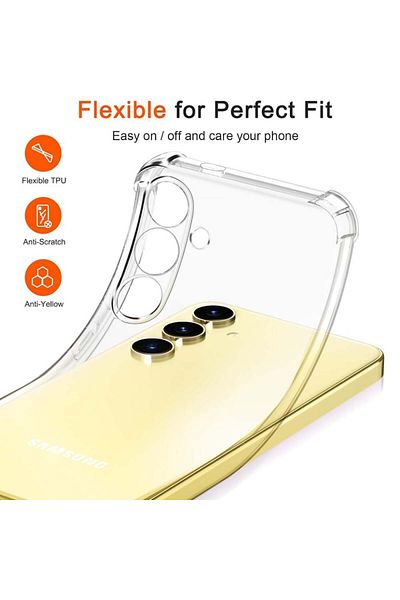 SKYDDAR INNOVATION Carcasă pentru Samsung Galaxy S24 FE, rezistentă la șocuri, transparentă, din silicon subțire, transparentă, set de autocolante
