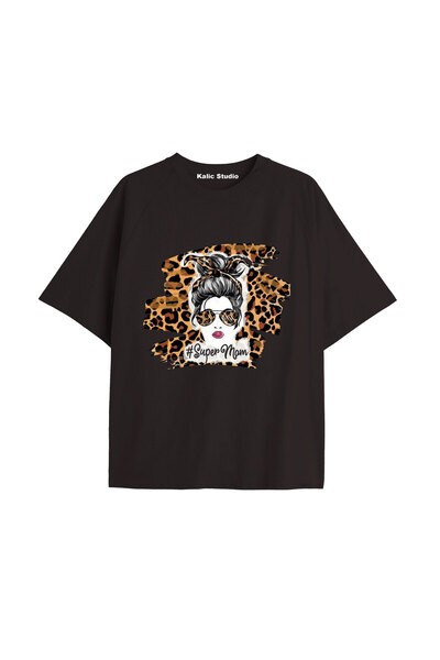 Kalic Studio Y2K Vintage Leopard Printed Black T-Shirt Code 180