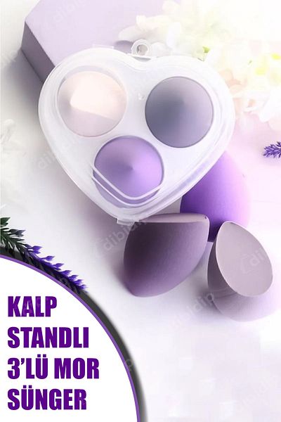 CMT 💜 Heart Stand 3-Pack Purple Makeup Sponge