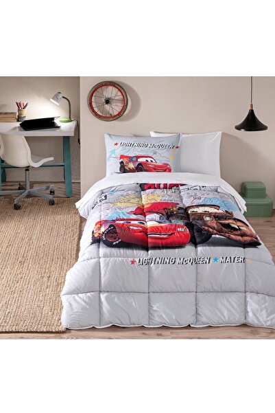 Özdilek Özdilek Lastikli Çarşaflı Lisanslı Tek Kişilik Çocuk Uyku Seti-Şimşek Mcq Cars On The Road Gri