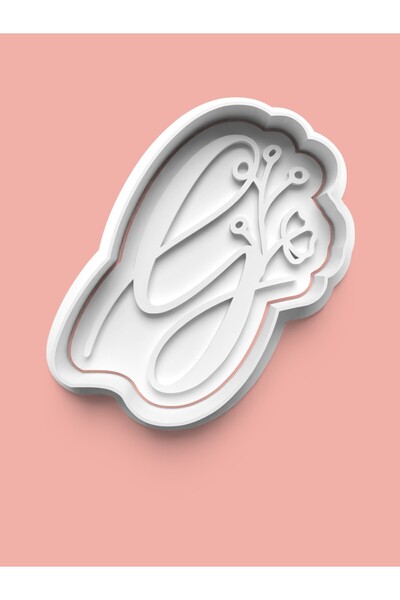 AKTASTORE قالب بسكويت على شكل حرف G منقوش بالزهور وقالب عجينة السكر