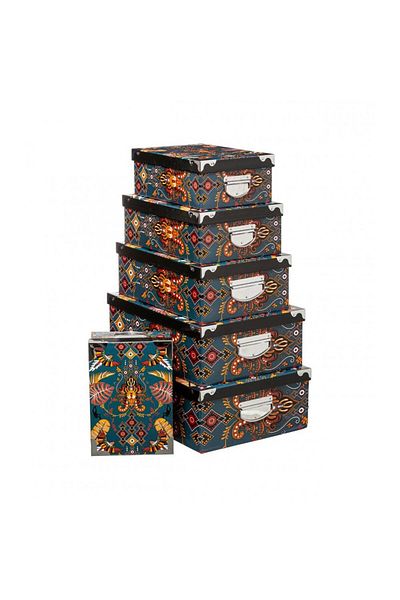 5 five simply smart Set of 6 Amazonia storage boxes, cardboard, 48x33.5x16 cm