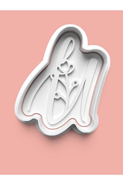 AKTASTORE قالب كوكيز على شكل حرف U منقوش بالزهور وقالب عجينة السكر