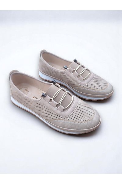 EREN 447 Beige Lightweight Comfortable Orthopedic Daily Women's Sports Ballerinas
