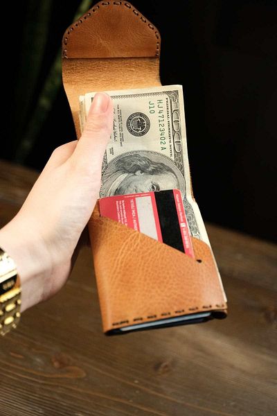 eonaks Texas - Handmade Genuine Leather Magnetized Double Fold Wallet and Card Holder