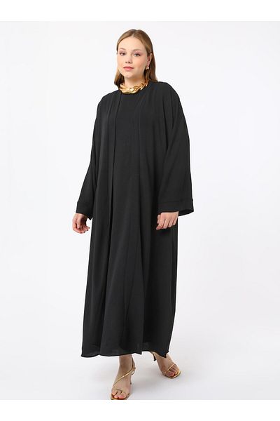 ALİA Plus Size Dress&Ferace Σετ δύο τεμαχίων - Μαύρο - Alia