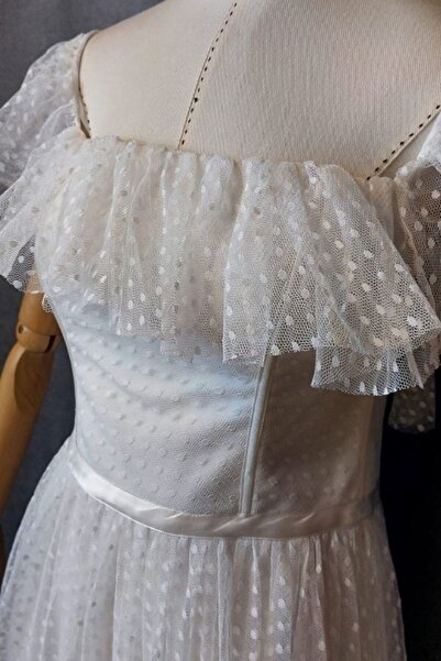 Uretti - Talia 8659 6698 Χειροποίητο Πουά Βραδινό Φόρεμα - Μέγεθος M