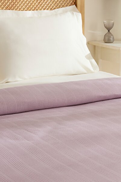 Karaca Home Maye %100 Pamuk Fırfırlı Tek Kişilik Tek Pike Mürdüm