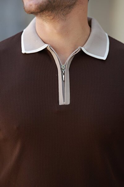 JANES Tricou cu mânecă scurtă cu guler colorat pentru bărbați