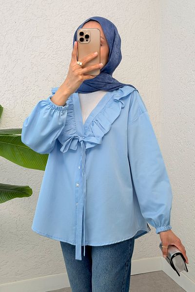 Salih Çelebi Tunica cu volane Degaje 2296 - BEBE BLUE