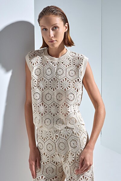 JOIN US Geometrik Desenli Ajurlu Bluz