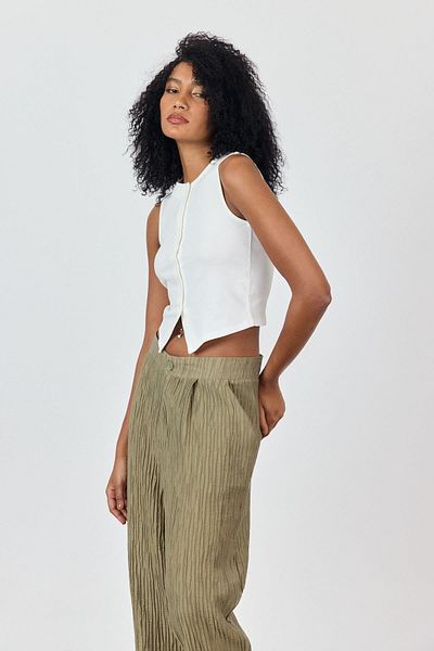 SHERIN Ecru Buttoned Front Blouse