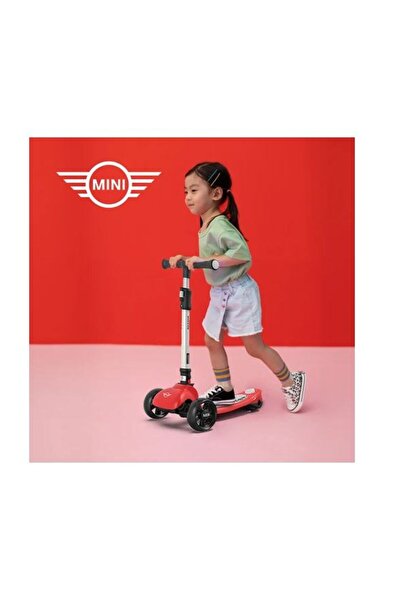 Mini Cooper Lisanslı 3 Tekerlekli Katlanabilir Ayarlanabilir Işıklı 50 kg Taşıma Kapasiteli Scooter Kırmızı