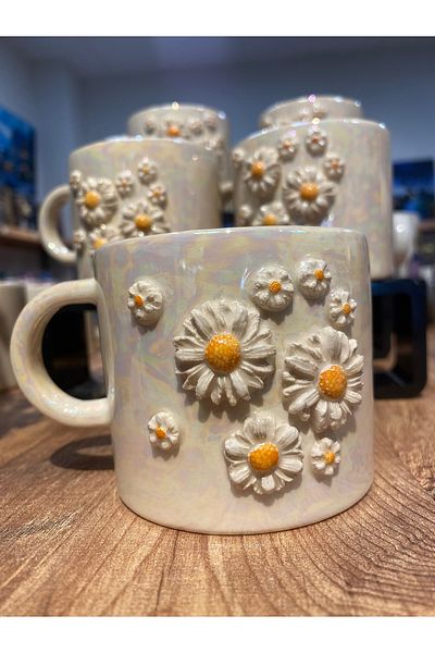 GIFTPALACE Daisy Pearlescent Ceramic Mug