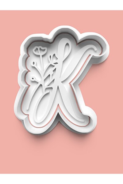 AKTASTORE قالب كوكيز على شكل حرف K منقوش بالزهور وقالب عجينة السكر