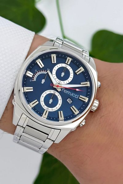 Ferrucci 3Atm Water Resistant Men's Wrist Watch, Steel Band & Special Design, Silver-Blue Sdfer160