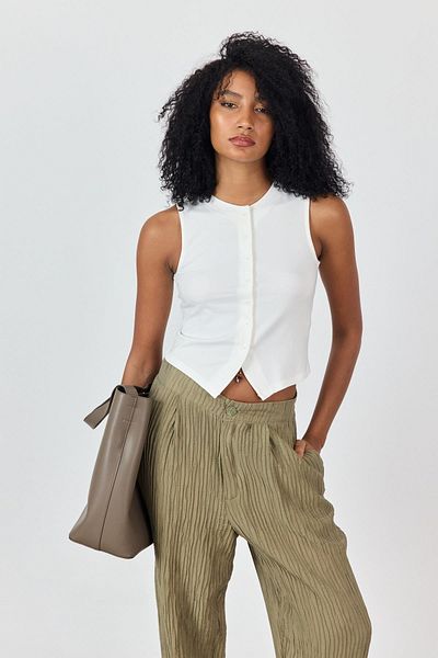 SHERIN Ecru Buttoned Front Blouse