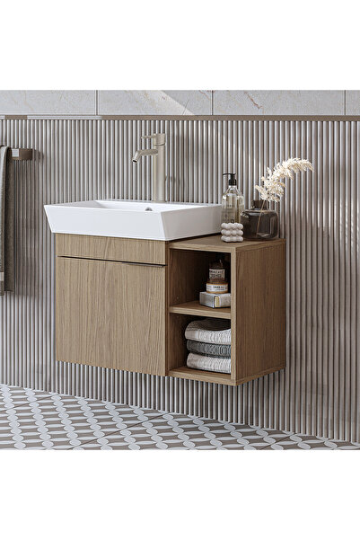 ROOMART Likya Ayaksız Tek Kapaklı Açık Raflı Lavabolu 72 Cm Banyo Dolabı Alt, Lavabolu Alt Banyo Dolabı
