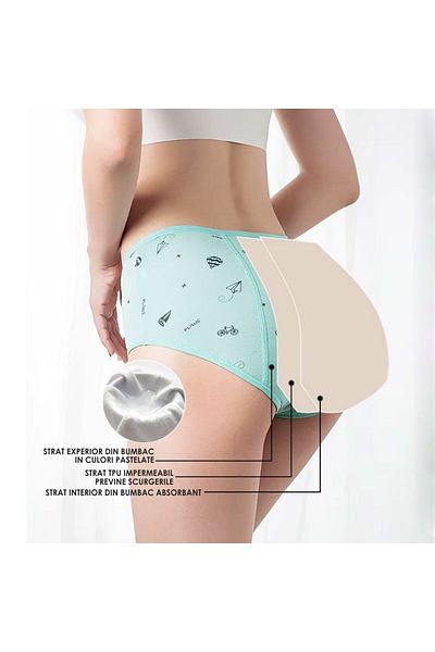 Linovit Set Of 6 Linomag® Teen Menstrual Panties, Light Flow, 3 Layers, Reusable Cotton, Xs, Multicolor