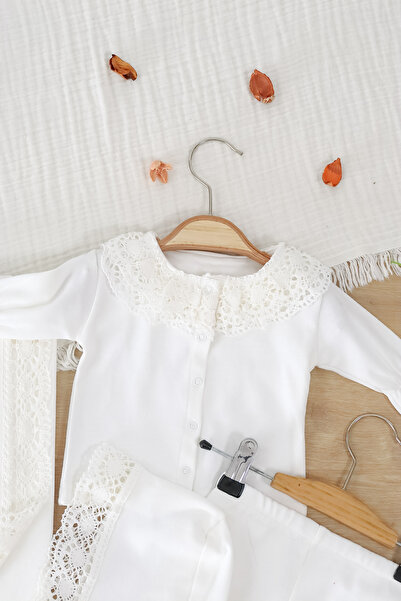 Sitilin Baby Girl Natural Cotton Fabric 6-Piece Lace Luxury Blanket Hospital Release Bodysuit Set Stl7018