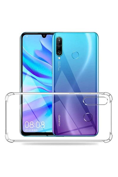 SKYDDAR INNOVATION Husă pentru Huawei P30 Lite / New Edition, rezistentă la șocuri, transparentă, din silicon subțire, set autocolante