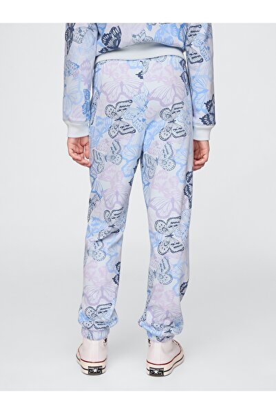 GAP Kız Çocuk Mavi Gap Logo Fransız Havlu Kumaş Jogger Eşofman Altı