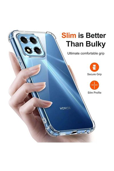 SKYDDAR INNOVATION Carcasă pentru Honor X6 / X8 5G / 70 Lite, rezistentă la șocuri, transparentă, subțire, din silicon, set de autocolante