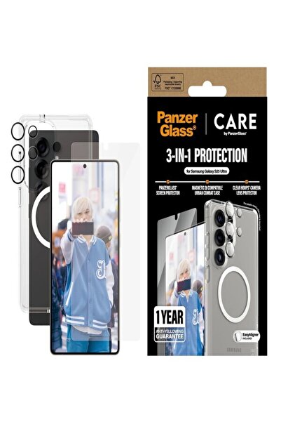 Panzer Glass مجموعة بانزر جلاس 3 في 1 لهاتف سامسونج جالاكسي S25 ألترا - شفاف