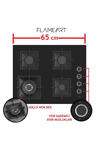 Ferre Flowart Serisi Siyah Set (sc405-wfa Qbl63cs D063 ) - Döküm Izgara - 65 Cm Ocak