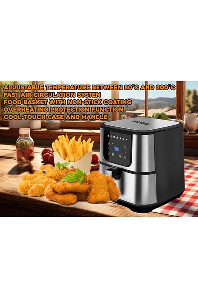 Hausberg Φριτέζα αέρα HB-2365, 1600-1800 W, 5,2 L, Χρονοδιακόπτης, προστασία υπερθέρμανσης, λαβή ψύξης, οθόνη LCD