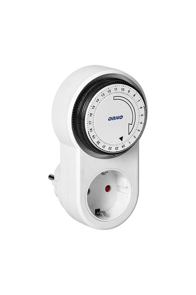 Orno Mechanical programmable socket ORNO OR-PRE-443GS, Schuko, 3680W, 16A, IP20, white