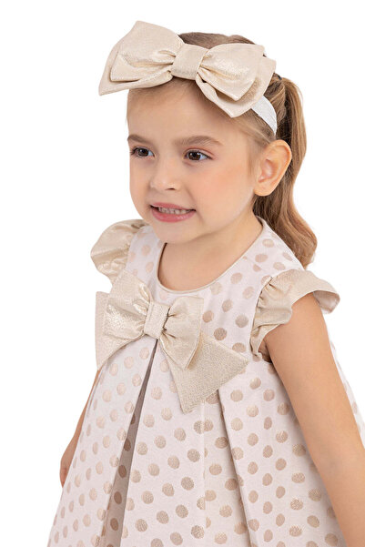 Pamina Girls' Dress, Pamina - Polka Dots, Matching Headband, Cream, 33178 - 80 cm