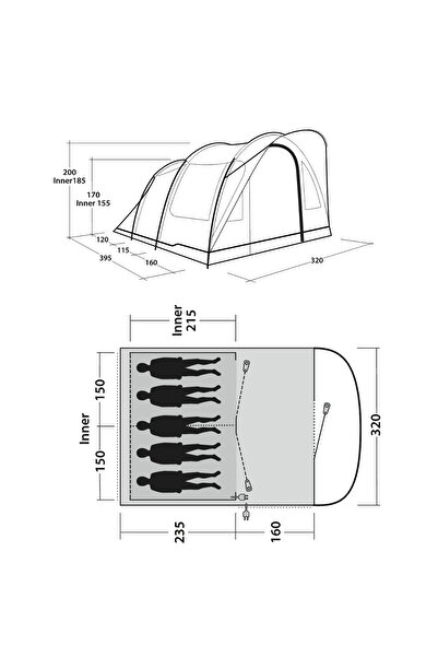 Outwell Sky 5 Blackroom 13 M² - 5 Kişilik Yüksek Aile Çadırı