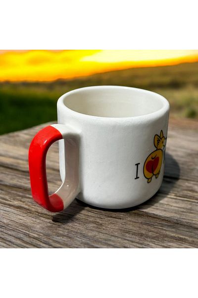 SeraCEY I Love You Fox Detailed Heart Patterned Hand Embroidered Ceramic Mug