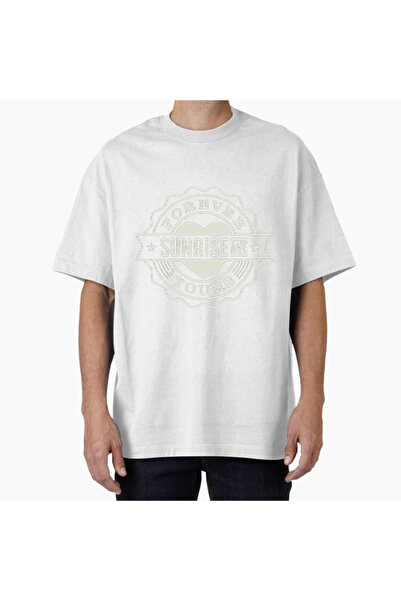 COMVİCHO Unisex Sunriseave Design Printed Oversize T-Shirt