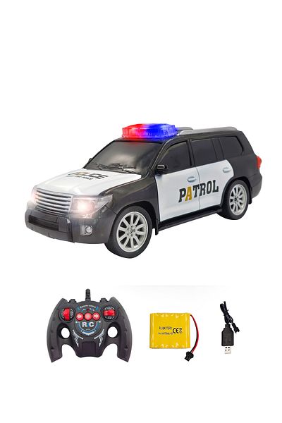 PLAYZO 1:12 Scale Remote Control Police Patrol Toy Car Rechargeable battery with Lights and Sound