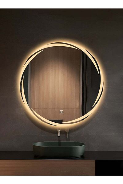 Taimi Round Bathroom Mirror LED Touch Light 3 Colors Lighting for Bathroom Bedroom Dressing Room 70cm