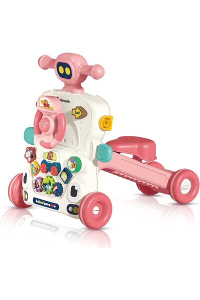 rexa مشاية أطفال وردية اللون 5 في 1 مع طاولة تعليمية