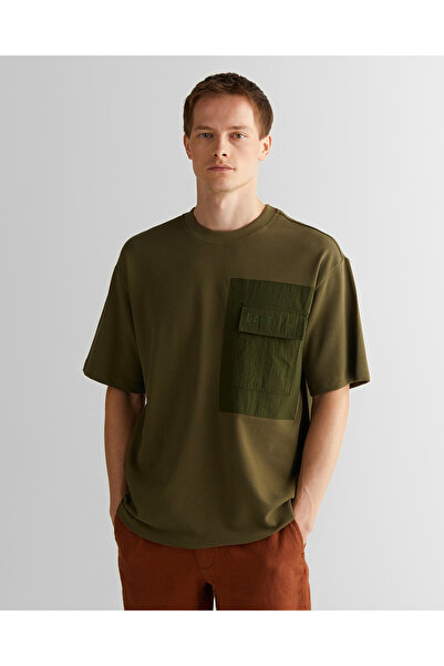 Gant Erkek Yeşil Relaxed Fit Bisiklet Yaka Logolu T-Shirt