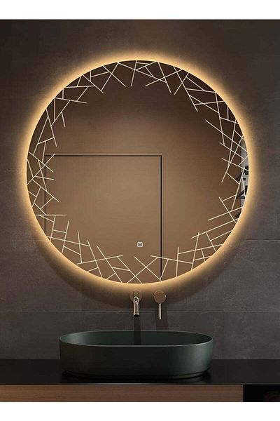 Taimi Round Bathroom Mirror LED Touch Light 3 Colors Lighting for Bathroom Bedroom Dressing Room 70cm