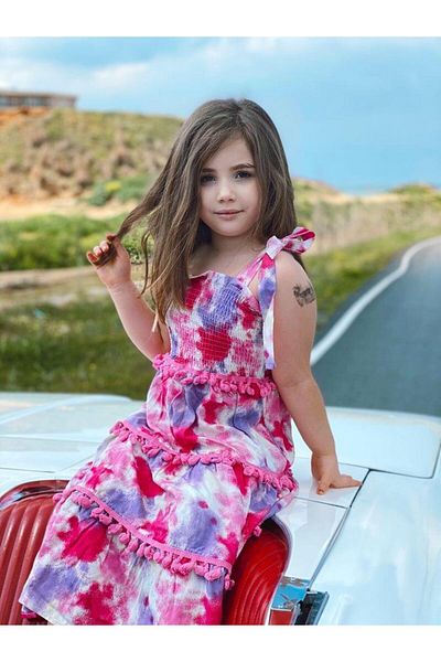 Marka Sensin Kids Girl's Tasseled Guiped Cotton Viscose Long Dress