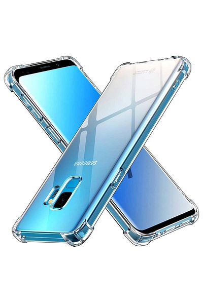 SKYDDAR INNOVATION Carcasă pentru Samsung Galaxy S9, rezistentă la șocuri, transparentă, subțire, din silicon, set de autocolante