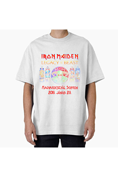 COMVİCHO تي شيرت كبير الحجم مطبوع بتصميم IronmaidenlegacysopronOutput للجنسين