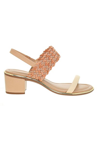 Beira Rio صندل نسائي بكعب متوسط - بيج | صنع في البرازيل