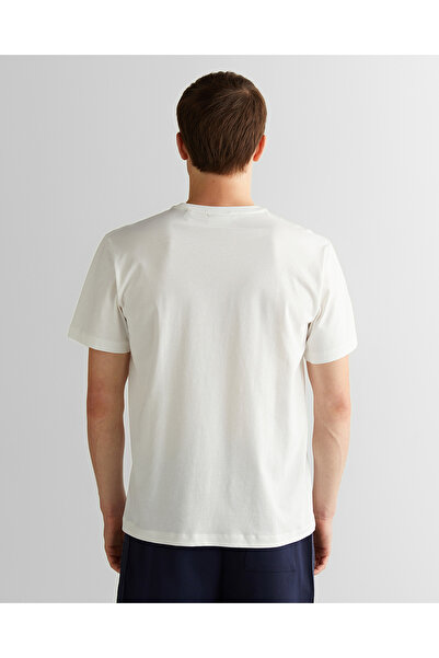 Gant Erkek Krem Regular Fit Bisiklet Yaka Logolu T-Shirt
