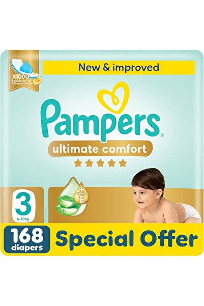 Pampers Ultimate Comfort Taped Diapers, Size 3, 6-10kg, Lotion infused with Aloe Vera and Vitamin E,