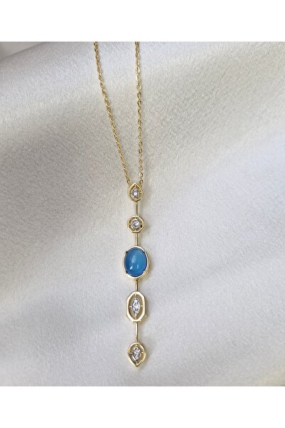 LOPY قلادة على شكل حرف Y من الفولاذ على شكل حجر ملون – على شكل حرف Y، حجر ملو...