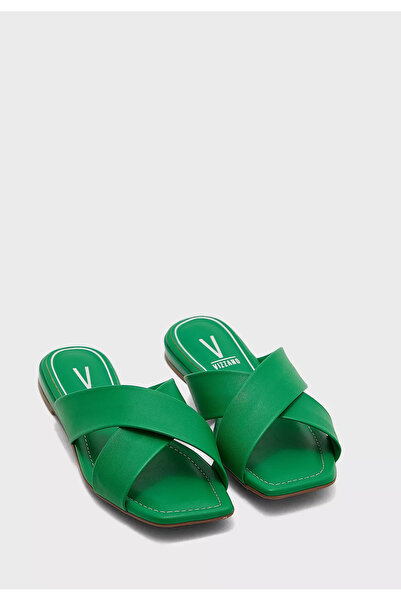 VİZZANO صندل فيزانو نسائي مسطح باللون الأخضر | صنع في البرازيل