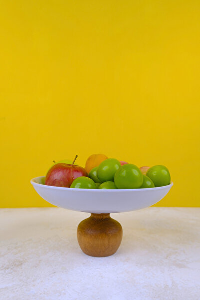 justwood Nar Model Ahşap Ayaklı 22,5 cm Melamin Çukur Servis ve Sunum Tabağı