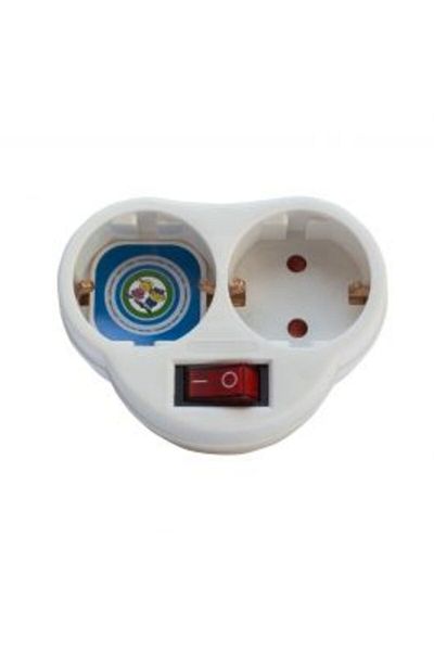 Homelux Adapter Dublu Cu Intrerupator Commel, Protectie Copii, 16A, 250V, Alb